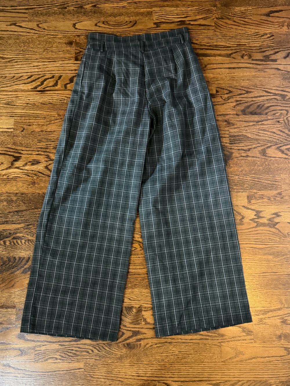 Commense Dark Green Plaid Wide Leg Pants - Picture 6 of 6